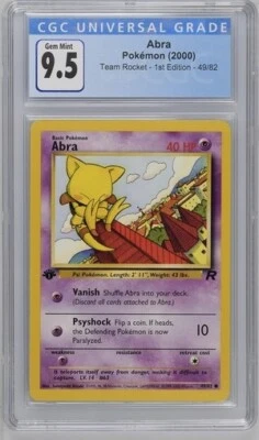 CGC 9.5 GEM MINT 10 Abra 1st Edition Team Rocket 49/82 Pokemon 2000 Non-Holo - Image 1 of 2
