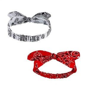 Bandana Headband Headwrap 2PCS Bow Headbands Retro Paisley Print Headbands fo... - Picture 1 of 7