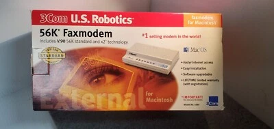 OPEN BOX: 3COM US Robotics 56K v90 Fax Modem for MAC model: 5689 - Image 1 of 4