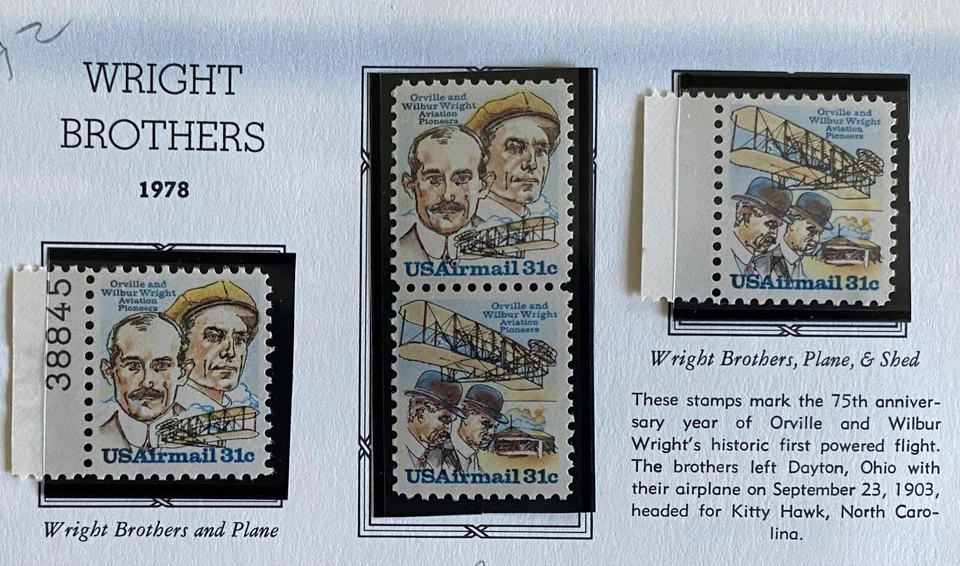 US 1978. Wright Brothers.  C91-92, 92a. (Pair of 2). MNH.  31c. - Image 1 of 1