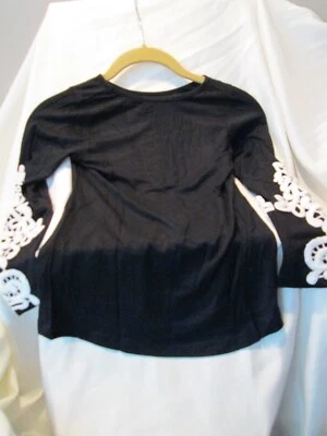 BLACK LONG SLEEVE LACE EMBELLISHED GIRLS TOP SIZE 6 MAYAH KAY - Image 1 of 3
