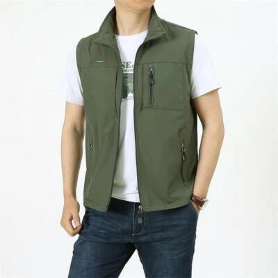 Men's Outdoor Casual Vest Spring Summer Multi-pockets Tactical Waistcoat Lar - Image 1 of 4