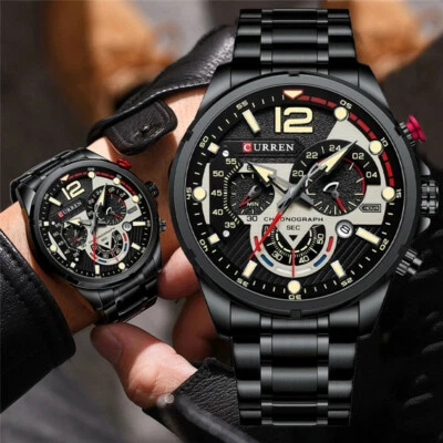 Reloj Pulsera CURREN Hombre Cuarzo Informal Acero Inoxidable Calendario Impermeable Foto 1 de 4