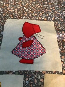 Vintage Quilt Blöcke Sunbonnet Sue 5 Blöcke 12”/12” - Bild 1 von 4