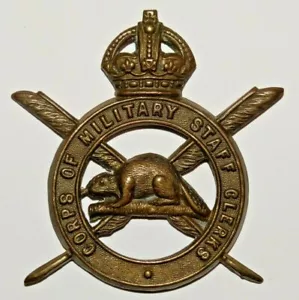 INSIGNIAS DE GORRA MILITAR BRITÁNICA, Cuerpo Canadiense de Empleados del Estado Mayor Militar, Primera Guerra Mundial - Imagen 1 de 2