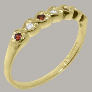 Solid 9ct Yellow Gold Natural Diamond & Garnet Womens Eternity Ring - Picture 1 of 5