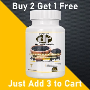 Natural Black Seed Oil Capsules 100% Cold Pressed - Immune Support 60 Capsules - Picture 1 of 8
