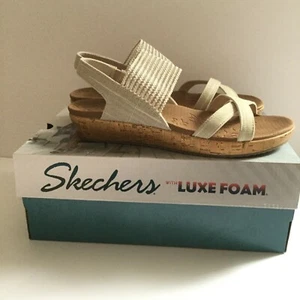 Skechers Brie Dawdle 32829 Size 8 Natural Womens Comfort Wedge Sandal - Picture 1 of 12