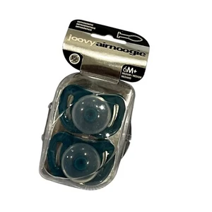 Joovy Airnoogie Pacifiers 6M+ 2-Pack CleanFlow Silicone Natural Touch Teal & Cle - Picture 1 of 2