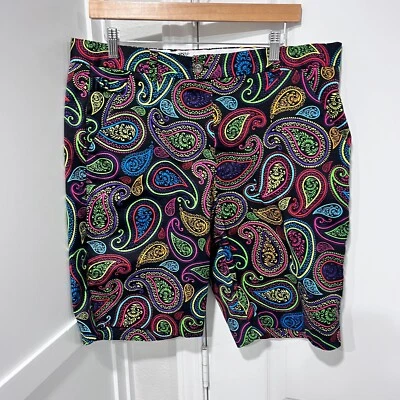 Royal & Awesome 短裤男式 36 x 10 英寸黑色佩斯利五颜六色的高尔夫 Chino 疯狂乐趣 — 第 1/4 张图片