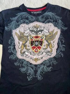 Vintage YTH LG 16-18 SCHWARZES AVIREX T-SHIRT~GRIFFE~WAPPEN~GRUNGE~METALLIC~EXC - Bild 1 von 4
