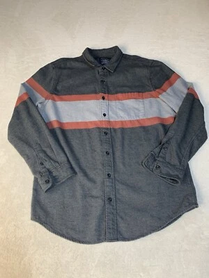 Vintage American Eagle Flannel Long Sleeve Shirt Men’s LT Gray Rust Stripe 90’s - Image 1 of 4