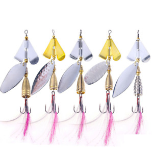 5pcs/set 10g Fishing Lures Metal Spinner Baits Bass Tackle Crankbait Spoon Trout