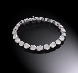 Bracciale tennis polki taglio rosa fatto a mano per uomo e donna braccialetto argento diamanti - Foto 1 di 8