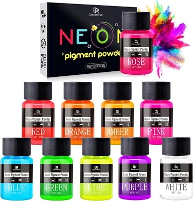 Neon Pigment Powder - 10 Colors Fluorescent Mica Powder for Epoxy Resin,Nail Art - Image 1 of 4