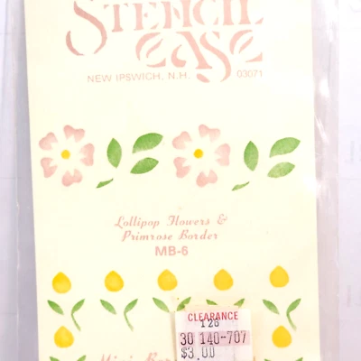 VTG Stencil Ease MB-6 Lollipop Flowers & Primrose Border Sealed 1983 2 designs - Image 1 of 4