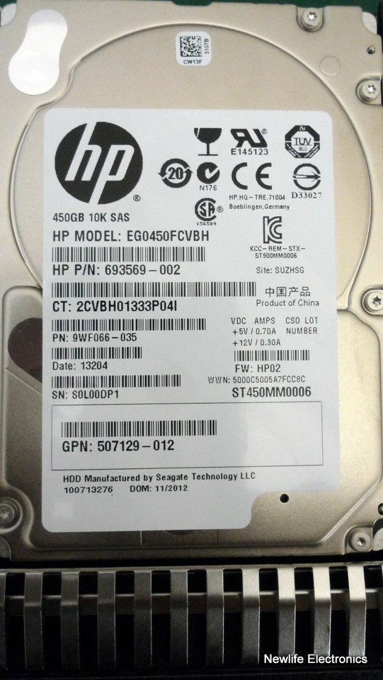 HP 450GB EG0450FCVBH 10K RPM 2.5" SAS HDD 693569-002 581284-B21 581310-001 - Image 1 of 1