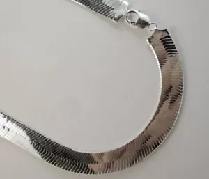 925 Sterling Silver 12mm Herringbone Necklace Italian Chain - All Sizes - Picture 1 of 5