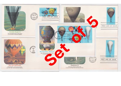 TurtlesTradingPost- Ballooning- 1983 #2032-35 Fleetwood FDC- 5 Covers - Image 1 of 4