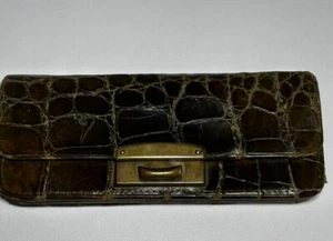 Vintage Genuine Crocodile Wallet Clutch Mini Purse Billfold - Picture 1 of 13