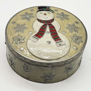 Schneemann Schmuckschatulle Klappdeckel Emaille Schmucksteine Kristalle Weihnachten - Bild 1 von 4