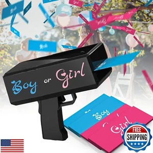 POPUPARTY Gender Reveal Money Gun Shooter with Pink and Blue Prop, Handheld S - Picture 1 of 5