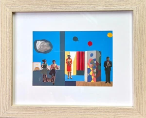Hughie Lee-Smith FUGUE Framed Art Print 9 x 12 in. Balloons, Blue Sky, Musicians - Picture 1 of 4