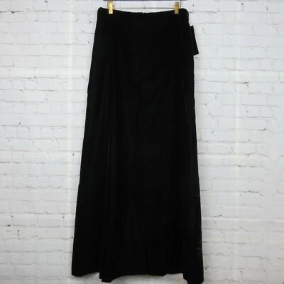NUEVO CON ETIQUETAS Falda Alfred Sung Para Mujer Talla 10 Terciopelo Línea A Larga Forrada Negra MUESTRA $115 Foto 1 de 4