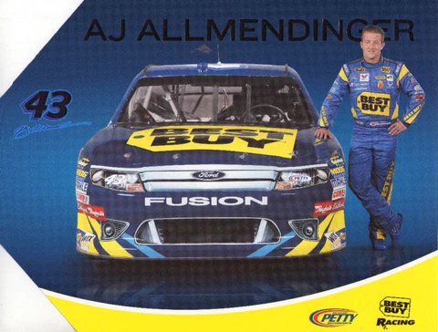 2011 AJ ALLMENDINGER "BEST BUY" RICHARD PETTY MOTORSPORTS #43 NASCAR POSTCARD Cover