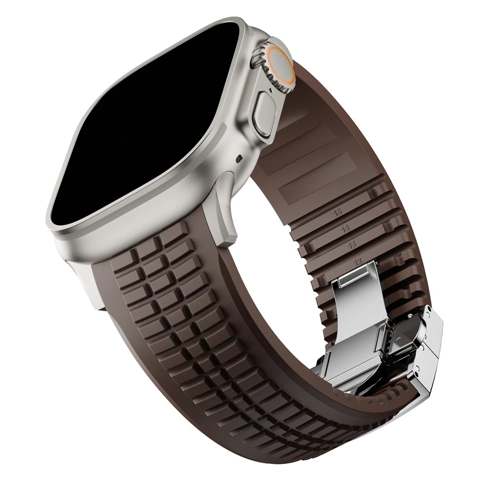 Pulseira de borracha luxuosa para Apple Watch 49mm Iwatch Ultra3 SE 11 10 9 8 7 pulseira esportiva - Imagem 1 de 4