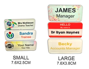 Personalised ACRYLIC Name Badge Colour Logo NEW  logo with PIN or MAGNET backing - Picture 1 of 13