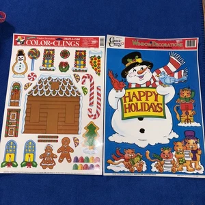 Adhesivos de ventana de vinilo vintage para niños decorar una casa de pan de jengibre muñeco de nieve - Imagen 1 de 7