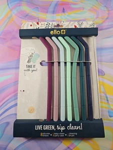 Ello 7 Pack Silicone Straws BPA Free New Read - Picture 1 of 2