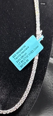 "Cadena cubana tenis moissanita 17,89 CTW plata maciza 925 3 mm VVS D color 26"" para hombre" Foto 1 de 4