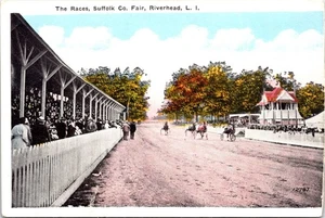 SUFFOLK COUNTY LONG ISLAND NY JAHRMARKT: GESCHIRRRENNEN: FARBIGE POSTKARTE - Bild 1 von 2