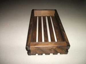 Wooden Slat Handmade Crate Box Stained Dark Walnut - 11.75" x 6" x 2" - Picture 1 of 5