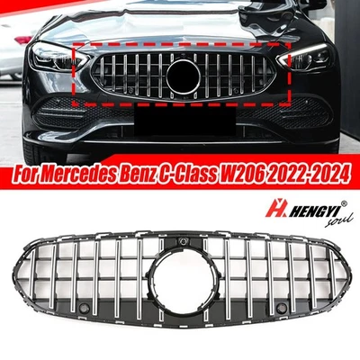 GT Style Front Bumper Grille For Benz C-Class W206 Standard 2022-2024 25 Chrome - Image 1 of 4