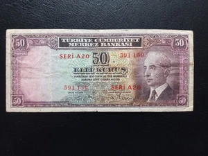 Turkey 50 Kurus, 1930,  Law of 11 Haziran, (P-133)  - Picture 1 of 14