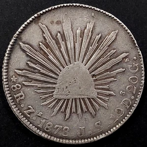 1878 Zs, JS Mexico 8 Reales silver coin! Zacatecas Mint! - Picture 1 of 4