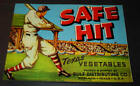 Wholesale Lot of 50 Old Vintage 1950's SAFE HIT Texas Vege LABELS - BASEBALL  