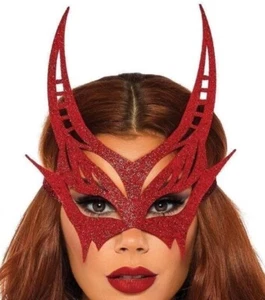Leg Avenue- Devil Mask GLITTER RED - Picture 1 of 1