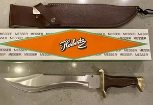 Vtg Herbertz Messer German Original Bowie Fixed 12" Blade Hunting Knife & Sheath - Picture 1 of 20