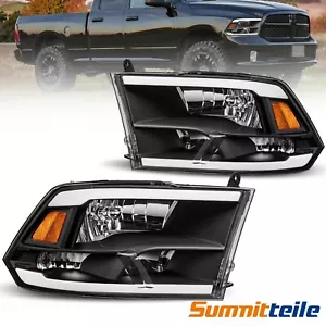 Conjunto de faros negros LED DRL halógenos para Dodge Ram 1500 2500 3500 2009-2018 - Imagen 1 de 19
