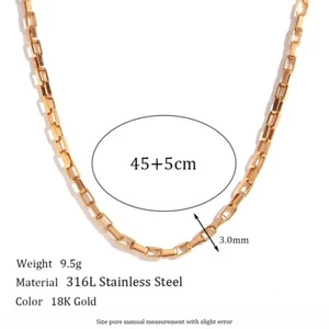 Stunning Gold Plated Box Necklace Paperclip Chain Stainless Steel Jewelry Gift - Picture 1 of 10