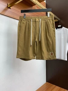 Brunello/ Cucinelli Men's Cotton and Linen Sports Shorts Pocket Zipper Pants - Picture 1 of 5