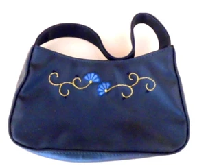Avon Blue Purse Embroidery Flowers 2000 Handbag Purse Fashion - Picture 1 of 3