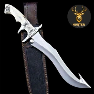 GUT HOOK BOWIE KNIFE | Handmade 1095 Carbon Steel Camping Knife Hunting Knife - Picture 1 of 5