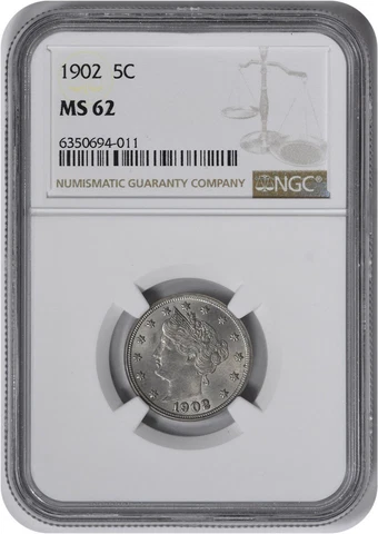 1902 Liberty Nickel MS62 NGC Cover