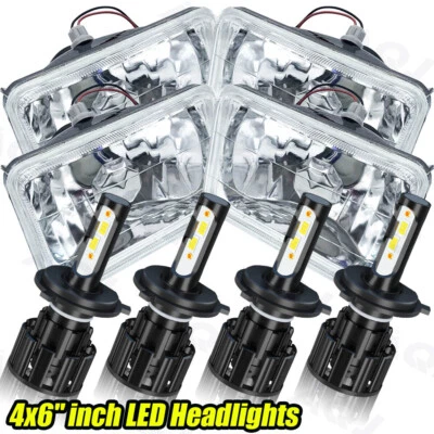 For Kenworth T800 1987-2021/W900 1981-2021 4pcs 4x6inch Led Headlights - Image 1 of 4