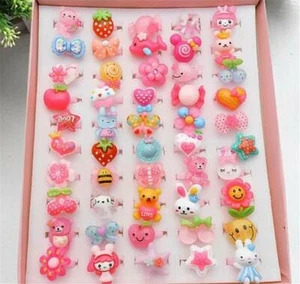 20x Wholesale Mixed Lots Cute Cartoon Resin Rings For Children Kids Jewelry Gift - Picture 1 of 7